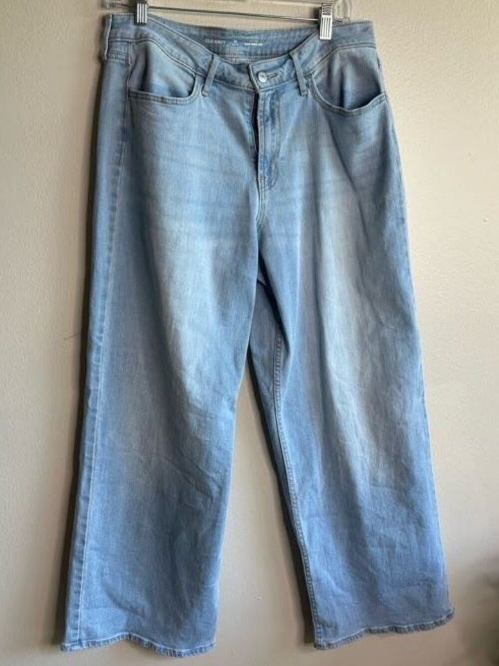 Old Navy Jeans Womens 12 Petite High Rise Wide Leg Light Wash Full Length